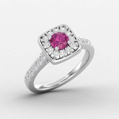 14 K Gold Rubellite Tourmaline Ring / Diamond Ring / Solitaire Ring