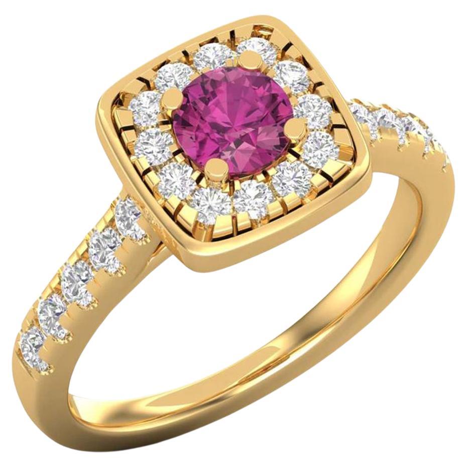 14 K Gold Rubellite Tourmaline Ring / Diamond Ring / Solitaire Ring For Sale