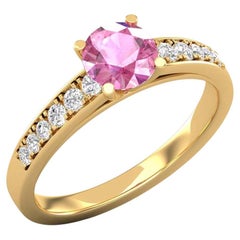 14 K Gold Saphir-Ring / Runder Diamantring / Solitär-Ring