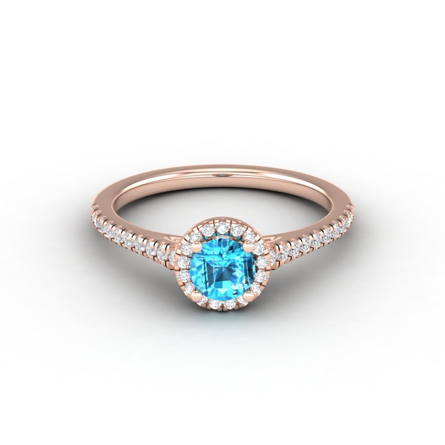 14 K Gold Schweizer Topas Ring / Diamant Solitär Ring für ihr im Angebot 1
