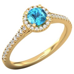 14 K Gold Swiss Topaz Ring / Diamond Solitaire Ring / Ring for Her