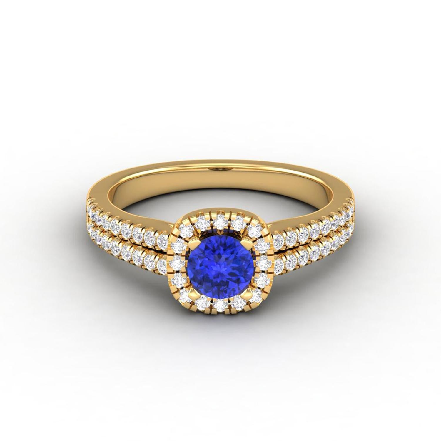 Modern 14 K Gold Tanzanite Ring / Diamond Solitaire Ring / Ring for Her For Sale
