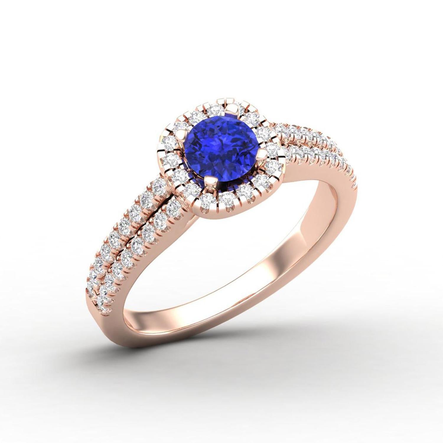 Women's 14 K Gold Tanzanite Ring / Diamond Solitaire Ring / Ring for Her For Sale