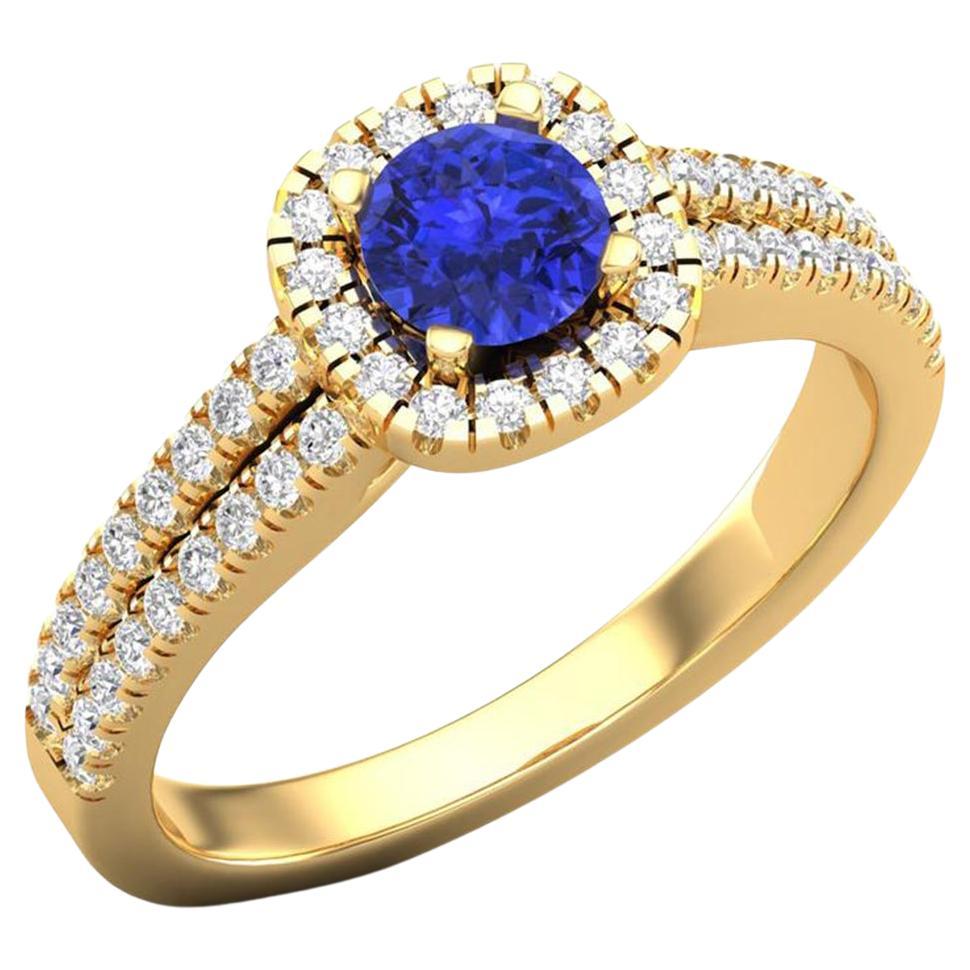 Bague solitaire en or 14 carats avec tanzanite et diamants pour elle