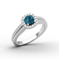 14 K Gold Topaz Round Ring / Round Diamond Ring / Solitaire Ring