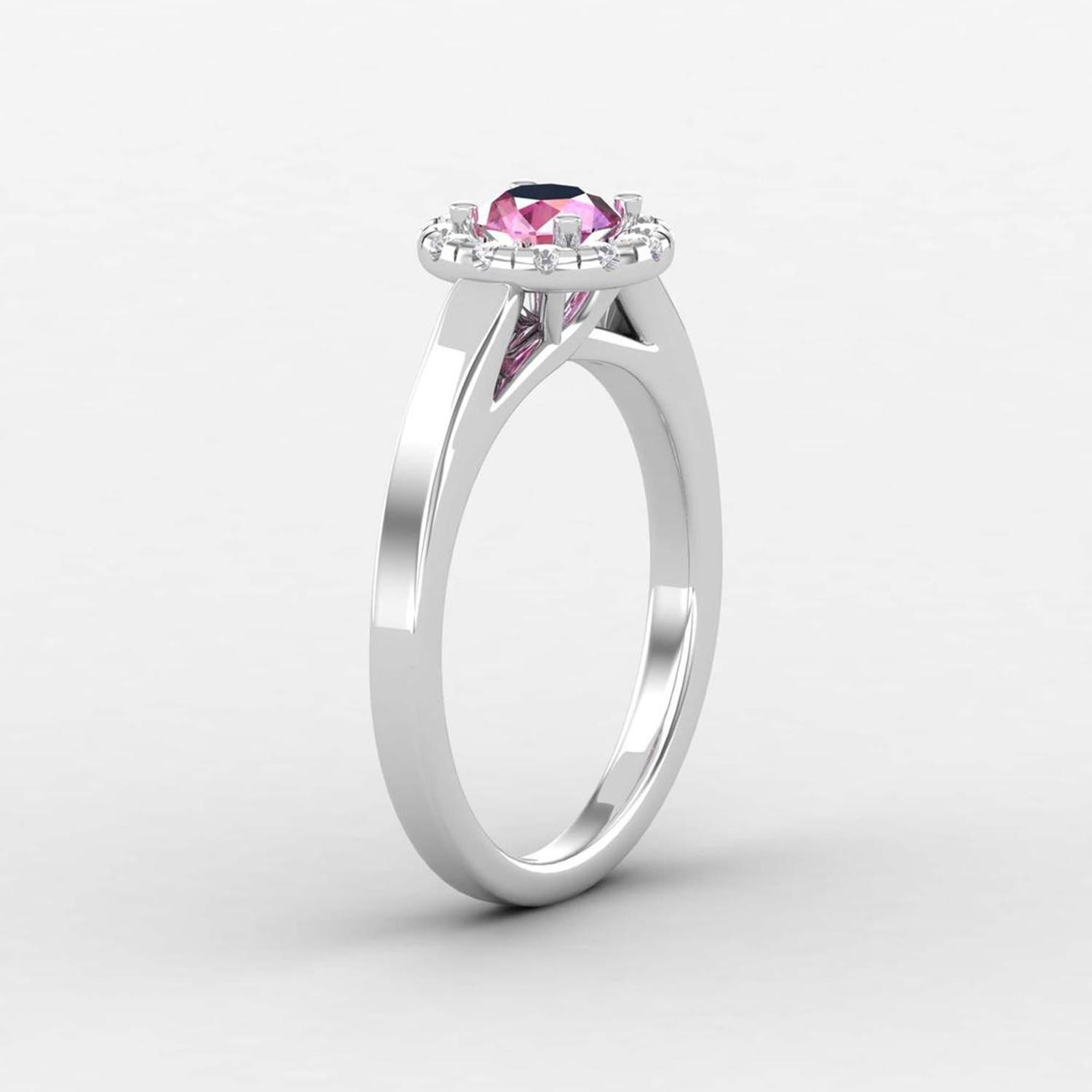 Modern 14 K Gold Sapphire Ring / Diamond Solitaire Ring / Engagement Ring for Her For Sale