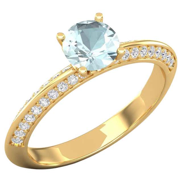 14k Gold Aquamarine Ring Yellow Gold - 407 For Sale on 1stDibs