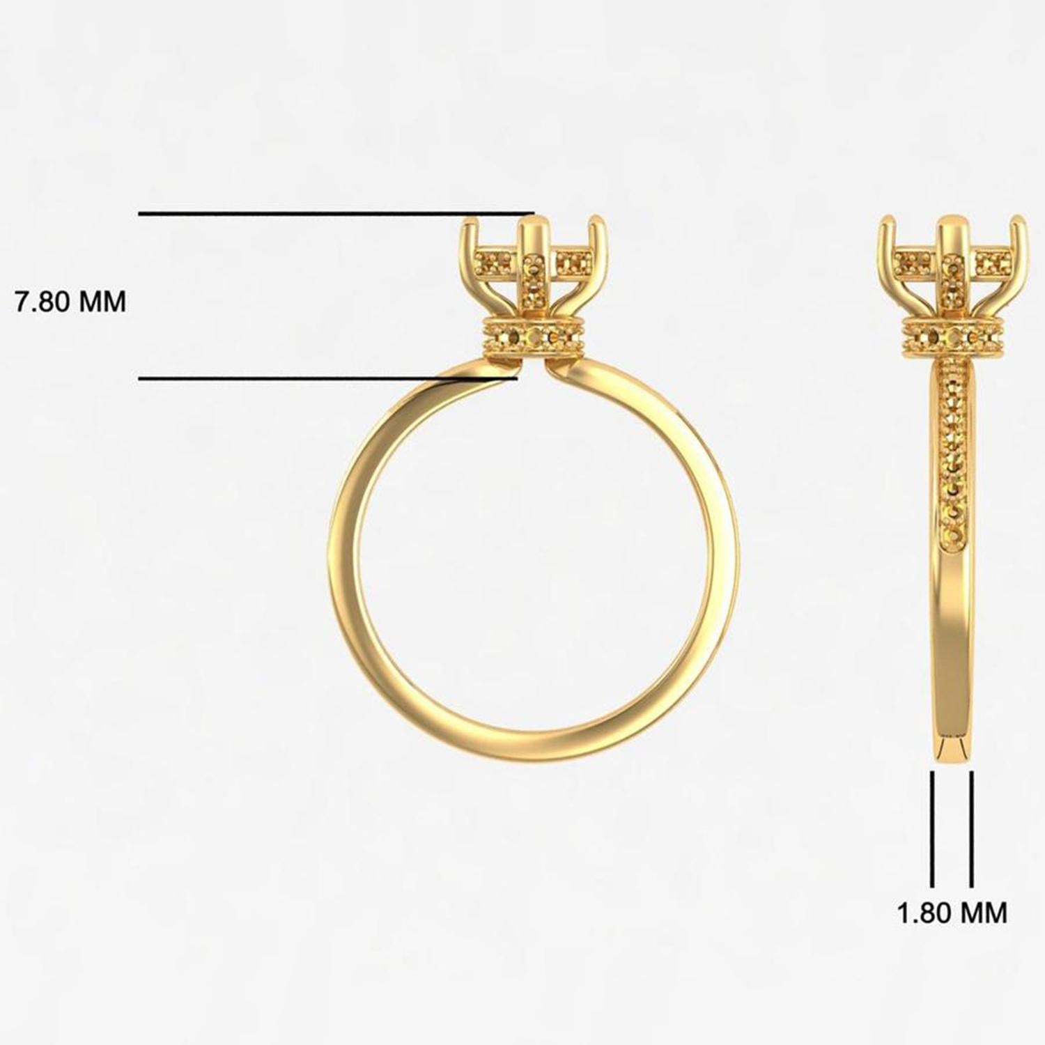 14 K Gold 6 MM Roter Granat Ring / 1 MM Diamant Solitär Ring für Her im Angebot 2