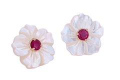 14 K Gold Earrings with Genuine Rubies, Ruby Stud Earrrings