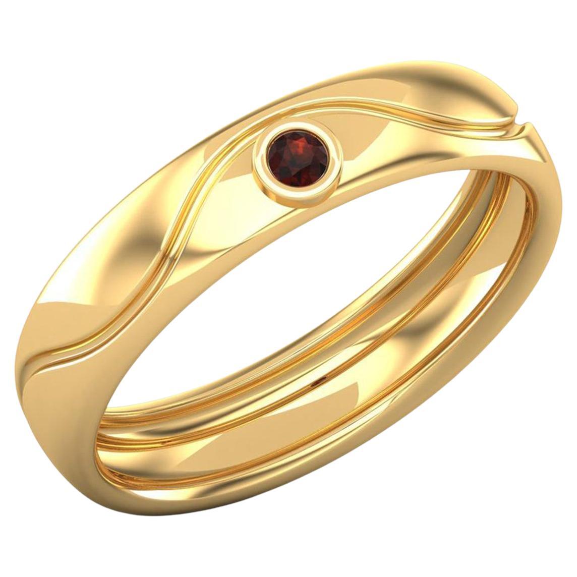 14 K Gold Garnet Ring / Engagement Ring / Ring for Her / January Birthstone Band For Sale
