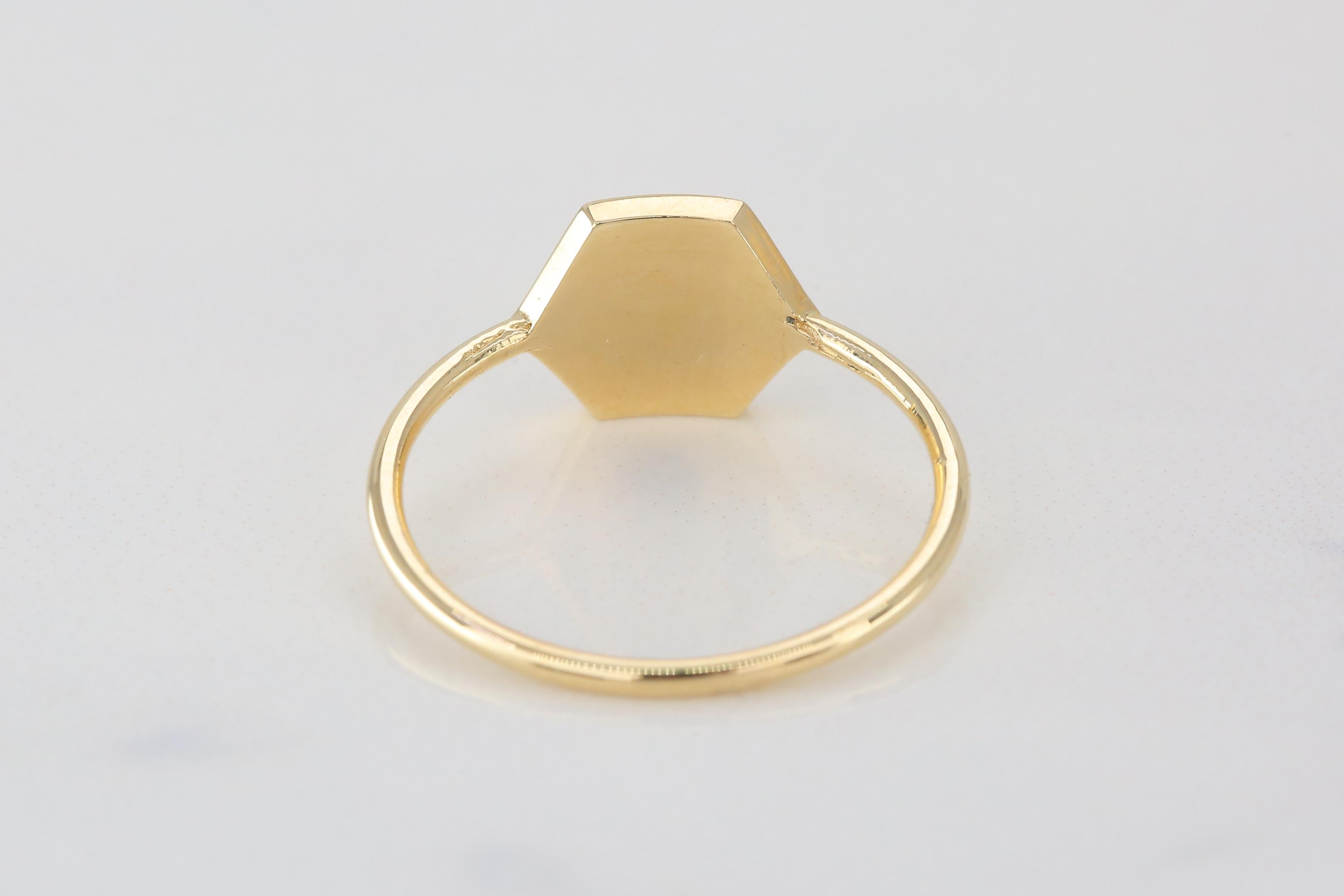 For Sale:  14 K Gold Hexagon Ring, Beehive Ring , Hive Ring, Bee Jewelry 9