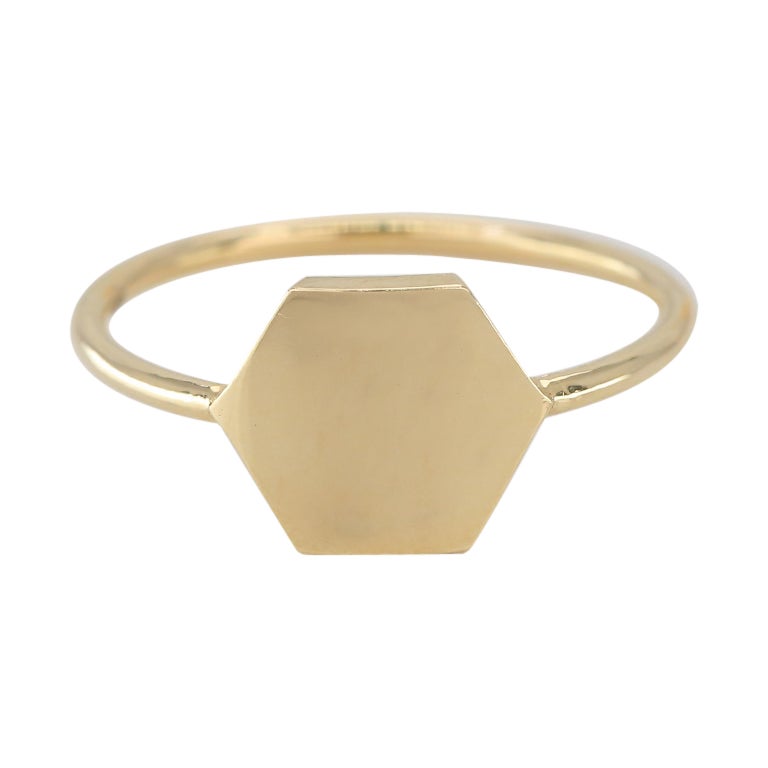 14 K Gold Sechseckiger Ring, Bienenfisch-Ring, Bienenschmuck ()