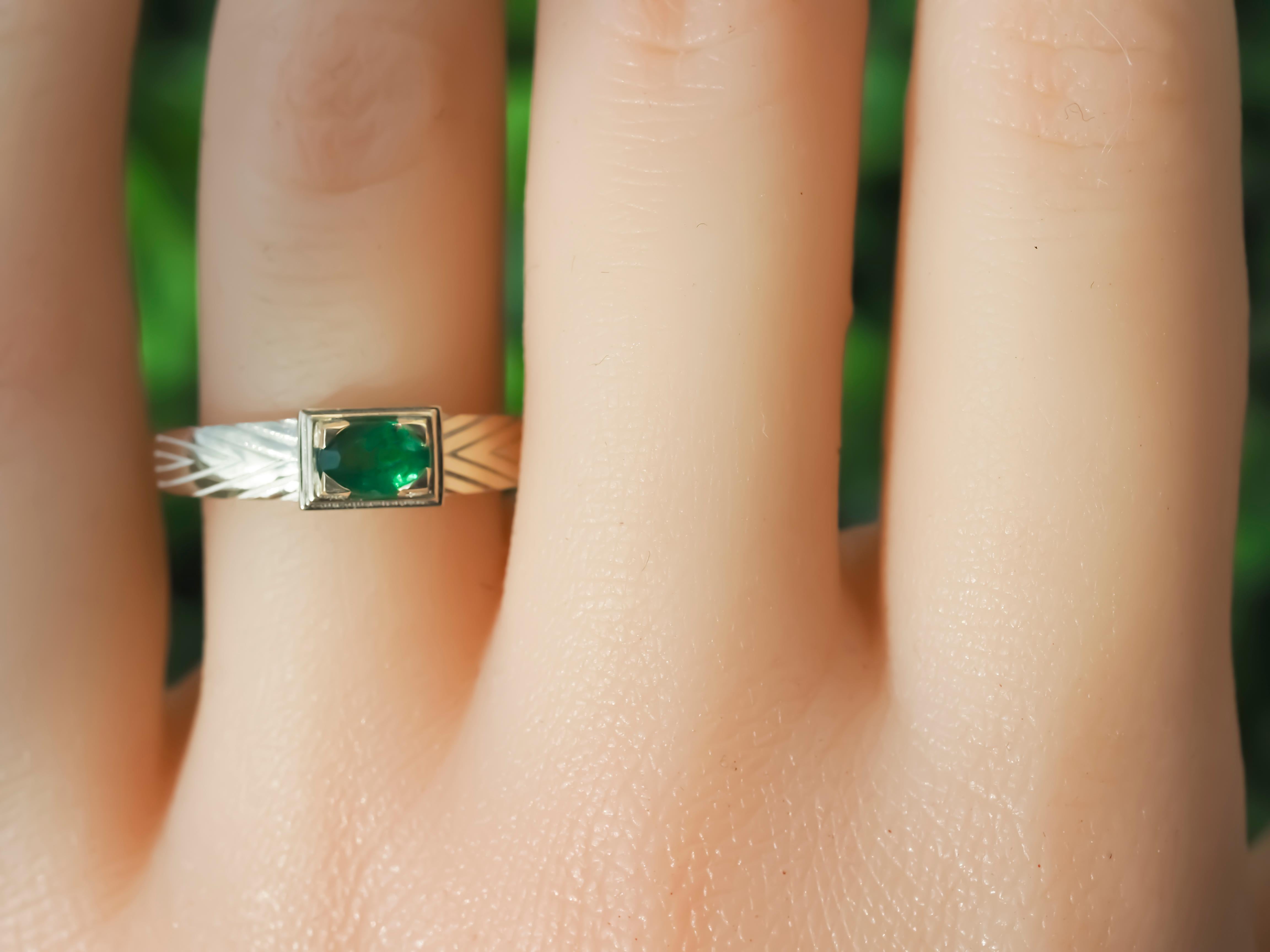 For Sale:  14 K Gold Mens Ring with Emerald 10