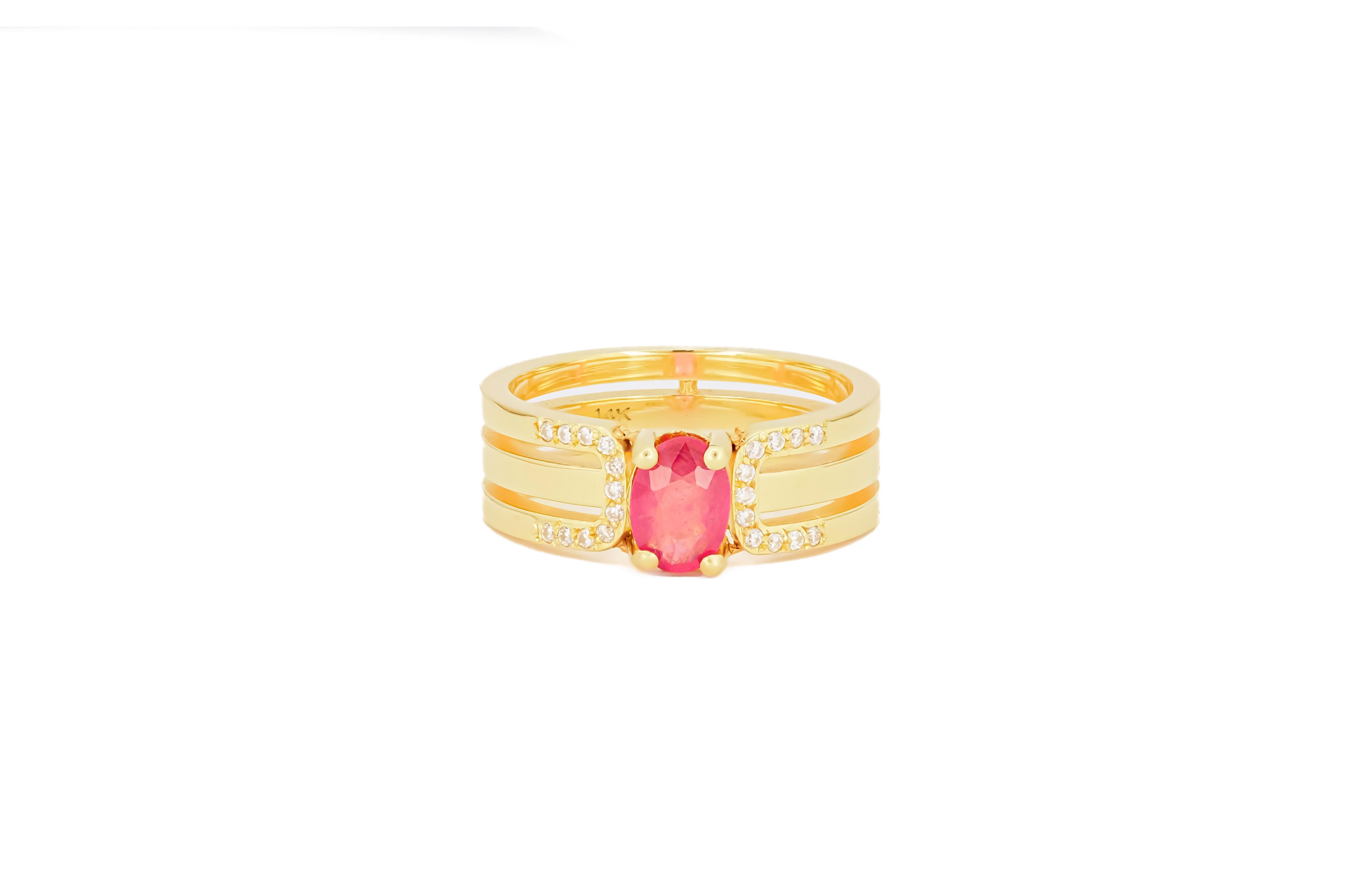 For Sale:  14 K Gold Mens Ring with Ruby. 2