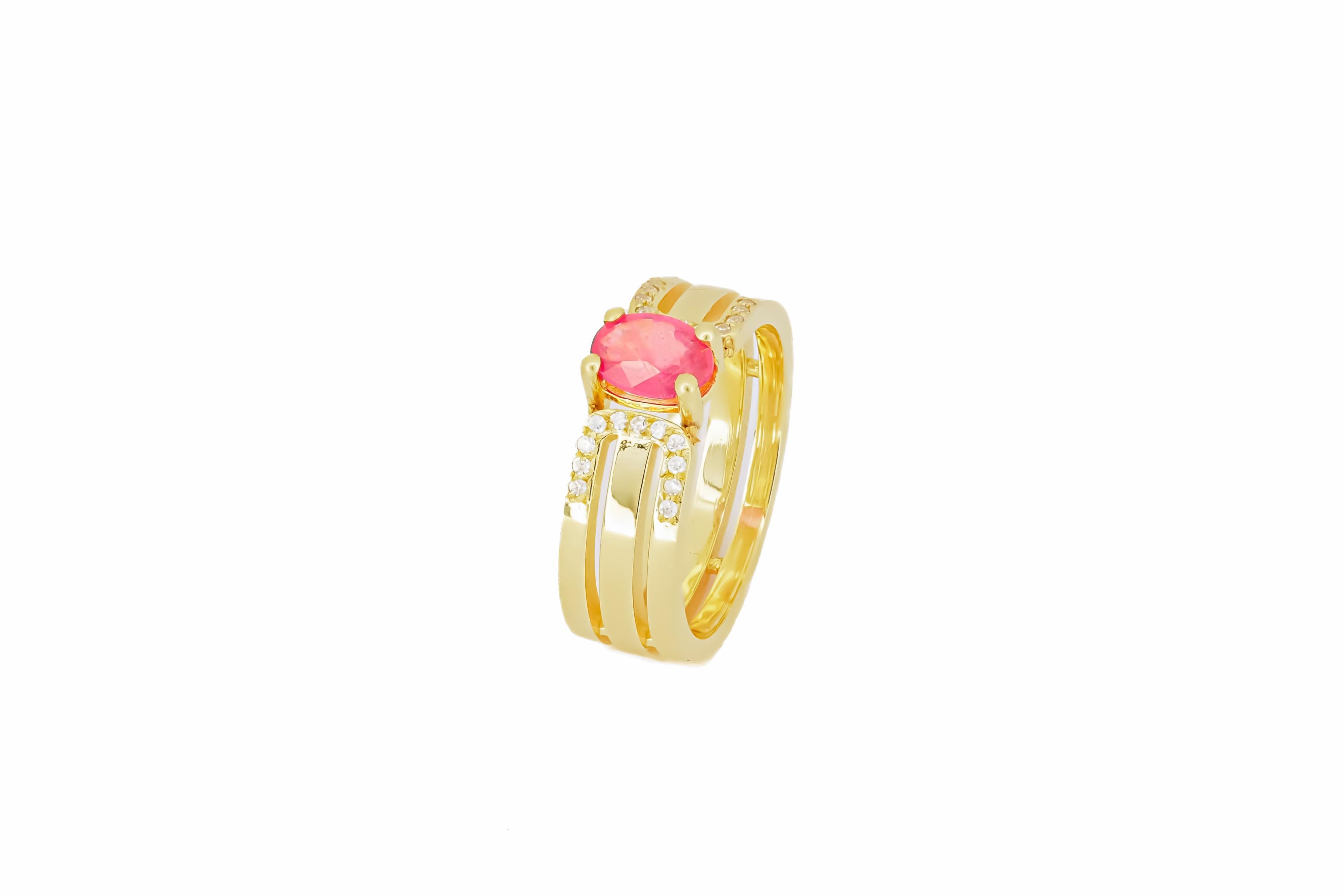 For Sale:  14 K Gold Mens Ring with Ruby. 4