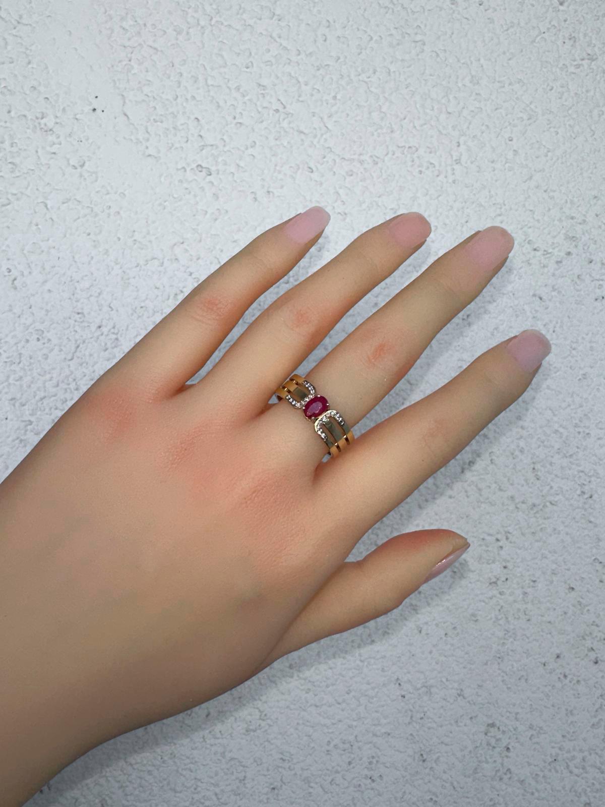 For Sale:  14 K Gold Mens Ring with Ruby. 7