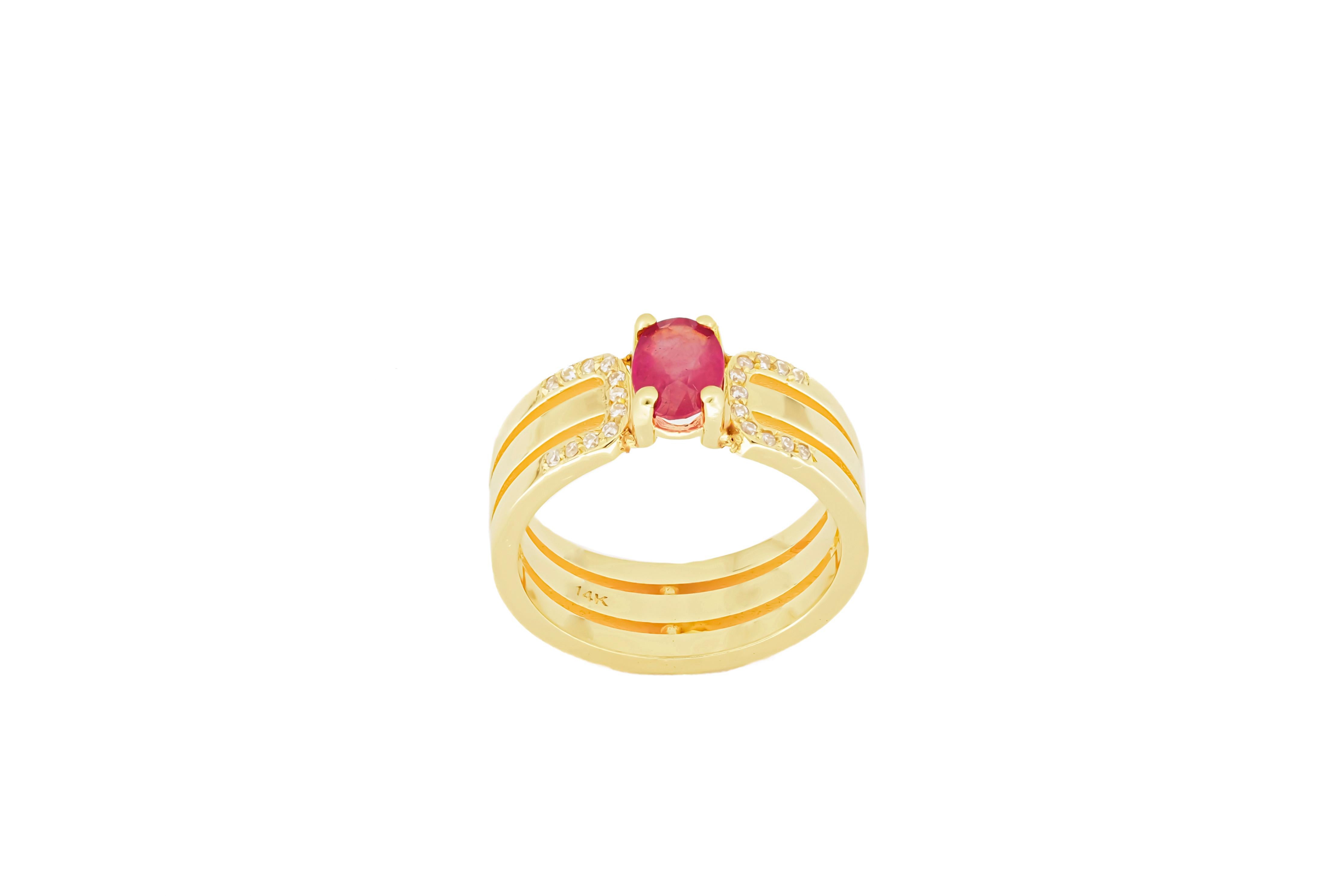 For Sale:  14 K Gold Mens Ring with Ruby. 4