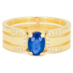 Used 14 K Gold Mens Ring with Sapphire.