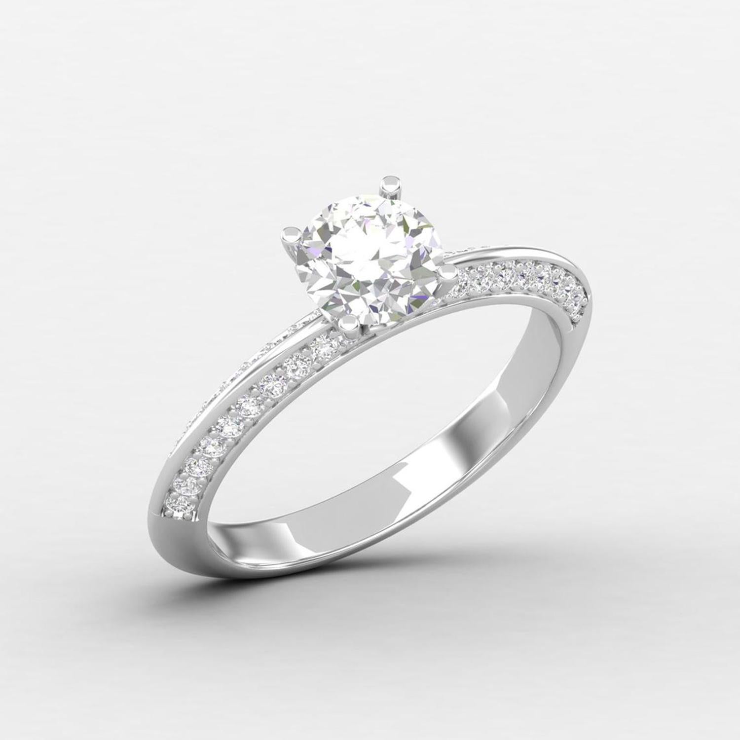 Modern 14 K Gold Moissanite Ring / Diamond Solitaire Ring / Engagement Ring for Her For Sale