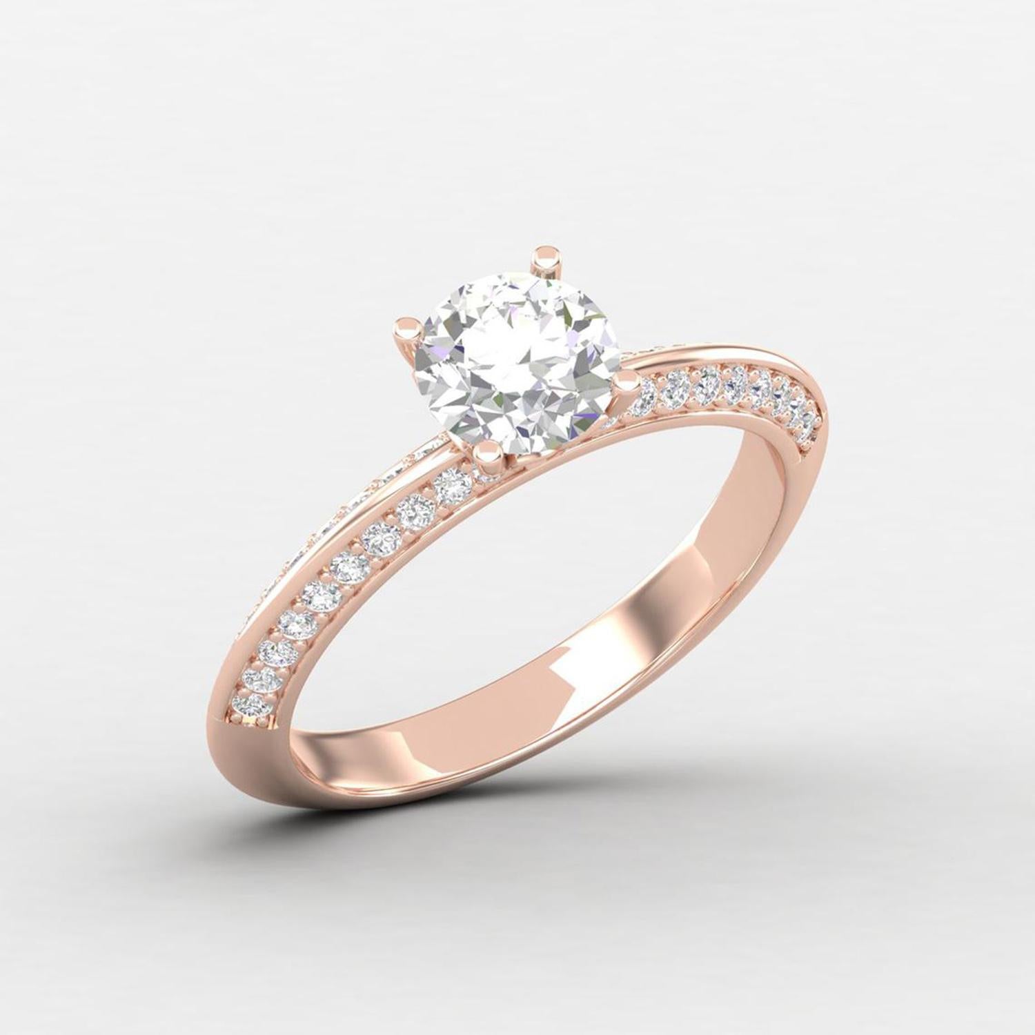 14 K Gold Moissanit Ring / Diamant Solitär-Ring / Verlobungsring für ihr (Rundschliff) im Angebot