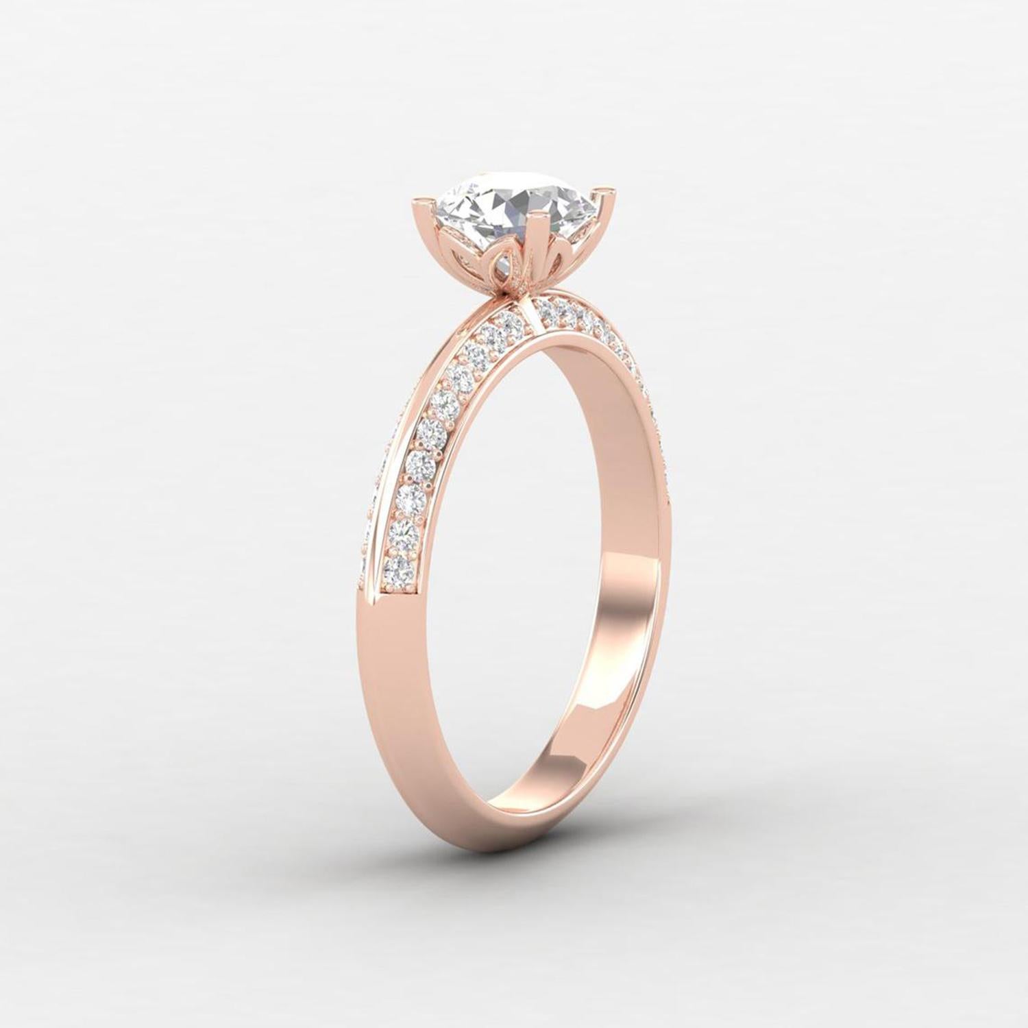 14 K Gold Moissanit Ring / Diamant Solitär-Ring / Verlobungsring für ihr im Zustand „Neu“ im Angebot in Jaipur, RJ