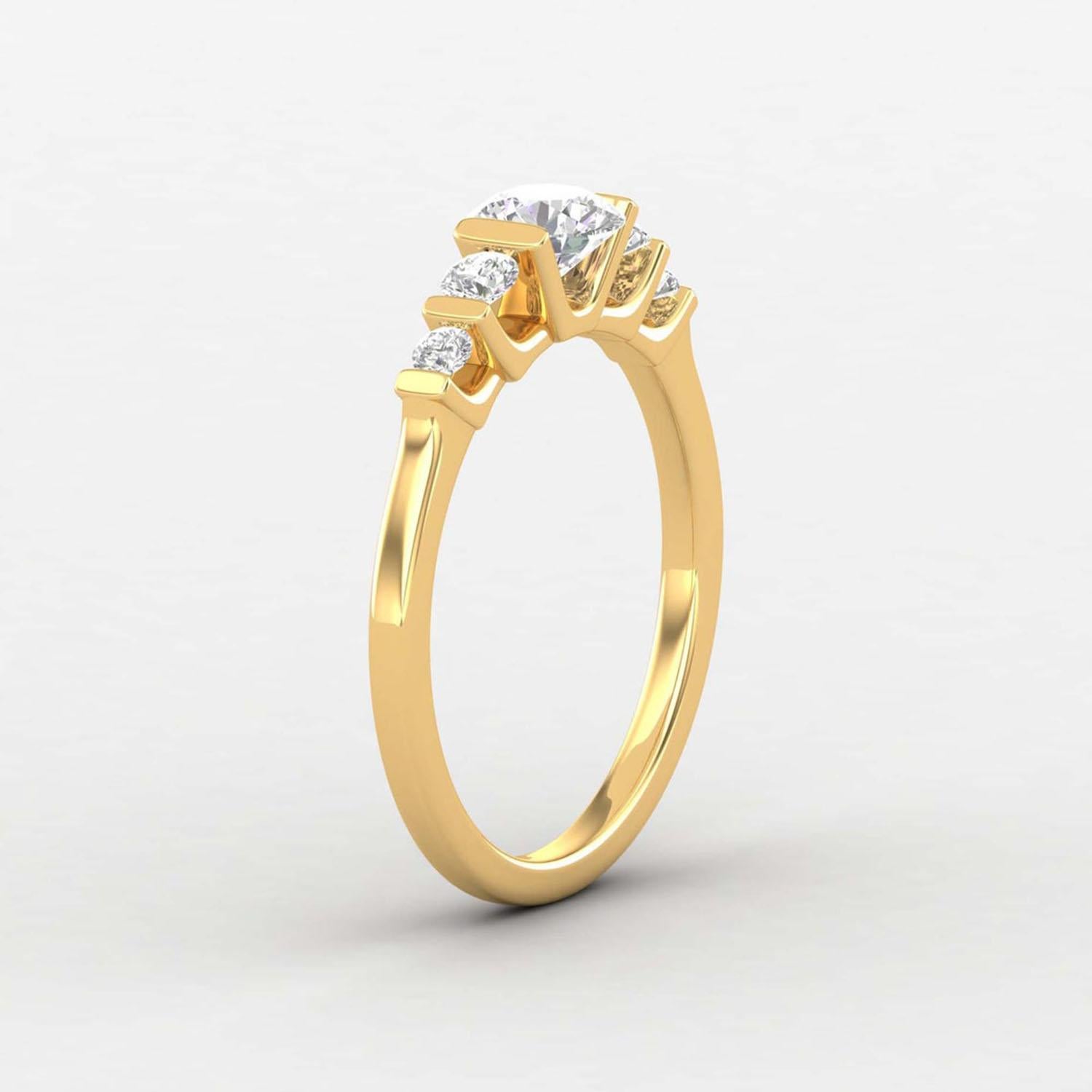 Modern 14 K Gold Moissanite Ring / Moissanite Solitaire Ring / Engagement Ring for Her For Sale