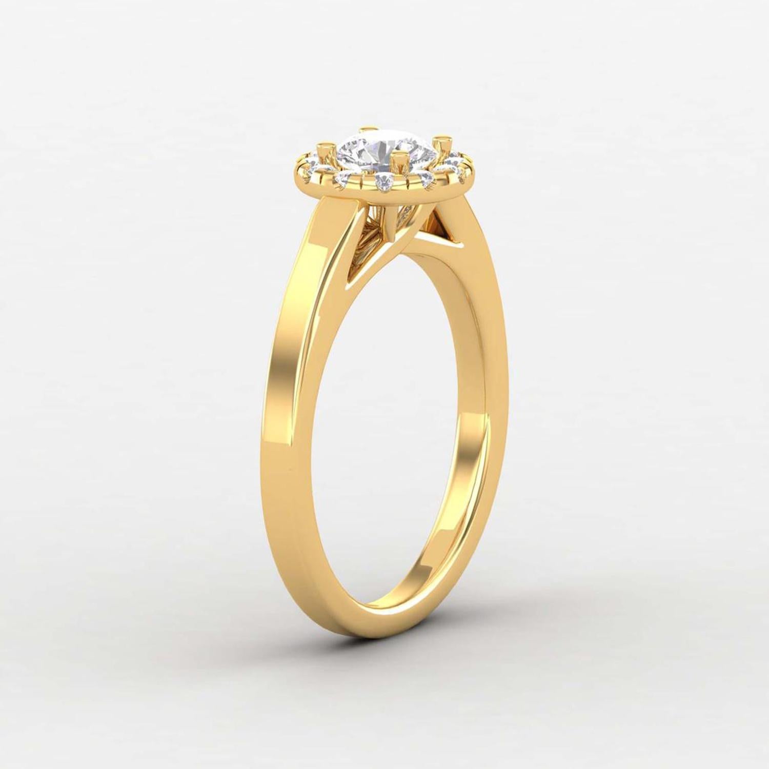 Modern 14 K Gold Moissanite Ring / Moissanite Solitaire Ring / Engagement Ring for Her For Sale
