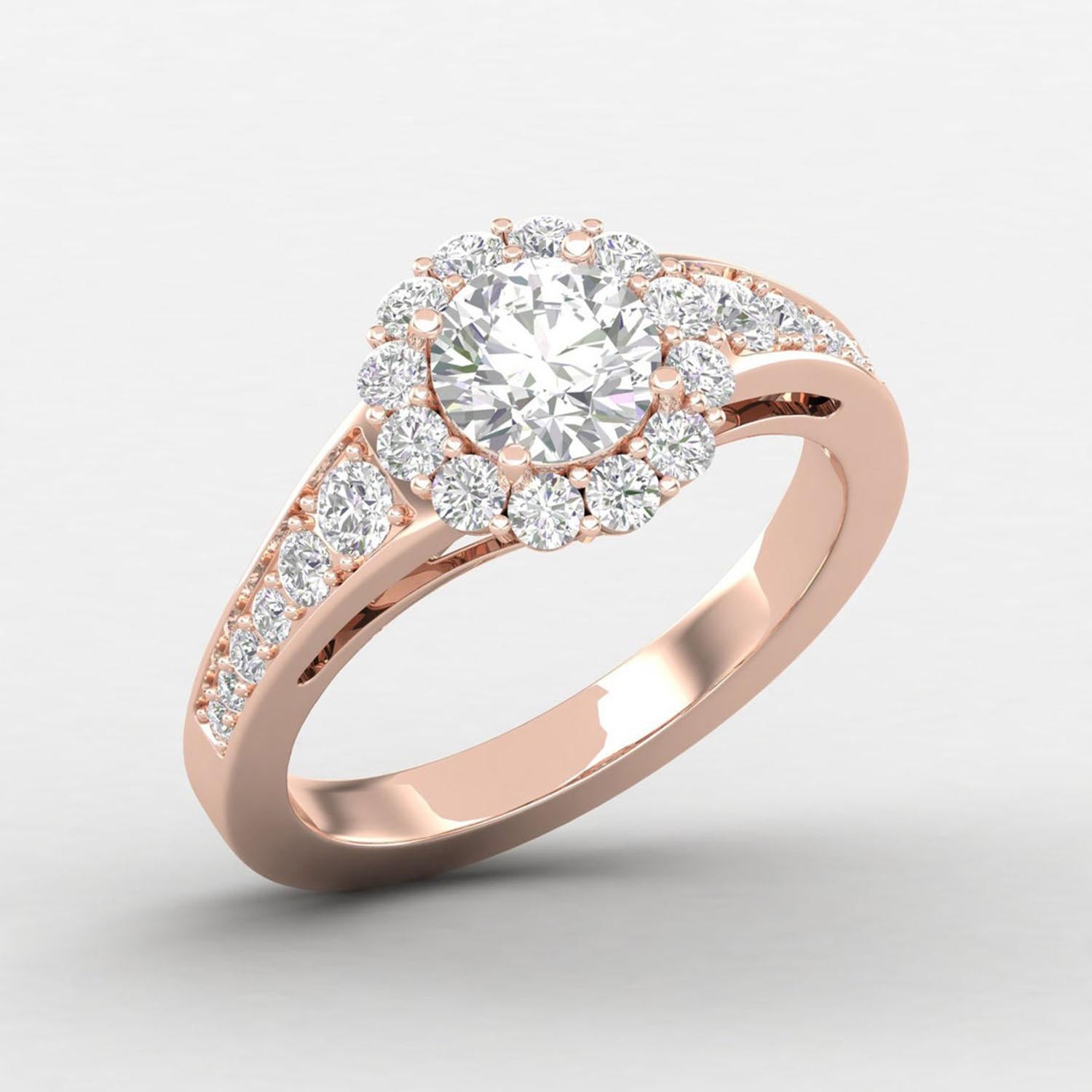 Round Cut 14 K Gold Moissanite Ring / Moissanite Solitaire Ring / Engagement Ring for Her For Sale
