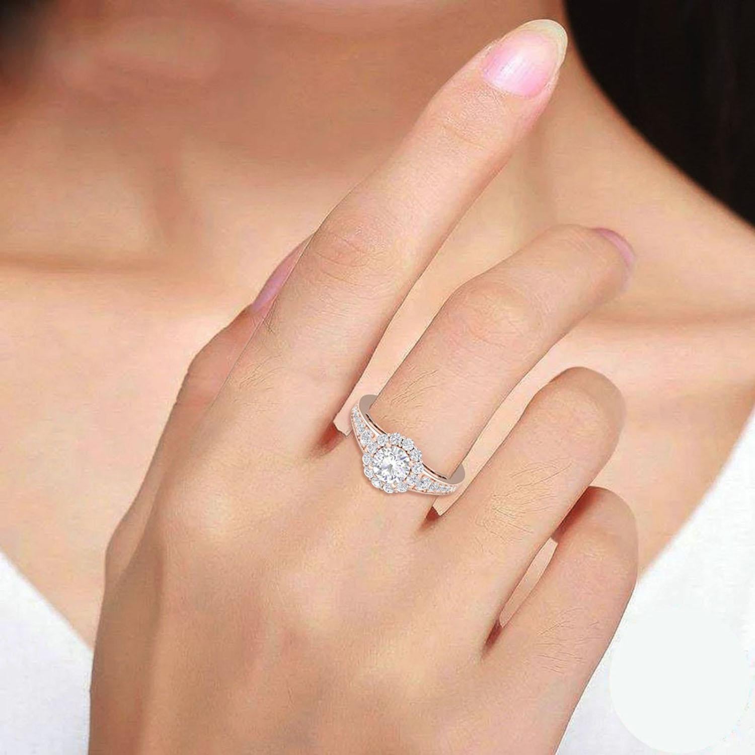 Women's 14 K Gold Moissanite Ring / Moissanite Solitaire Ring / Engagement Ring for Her For Sale