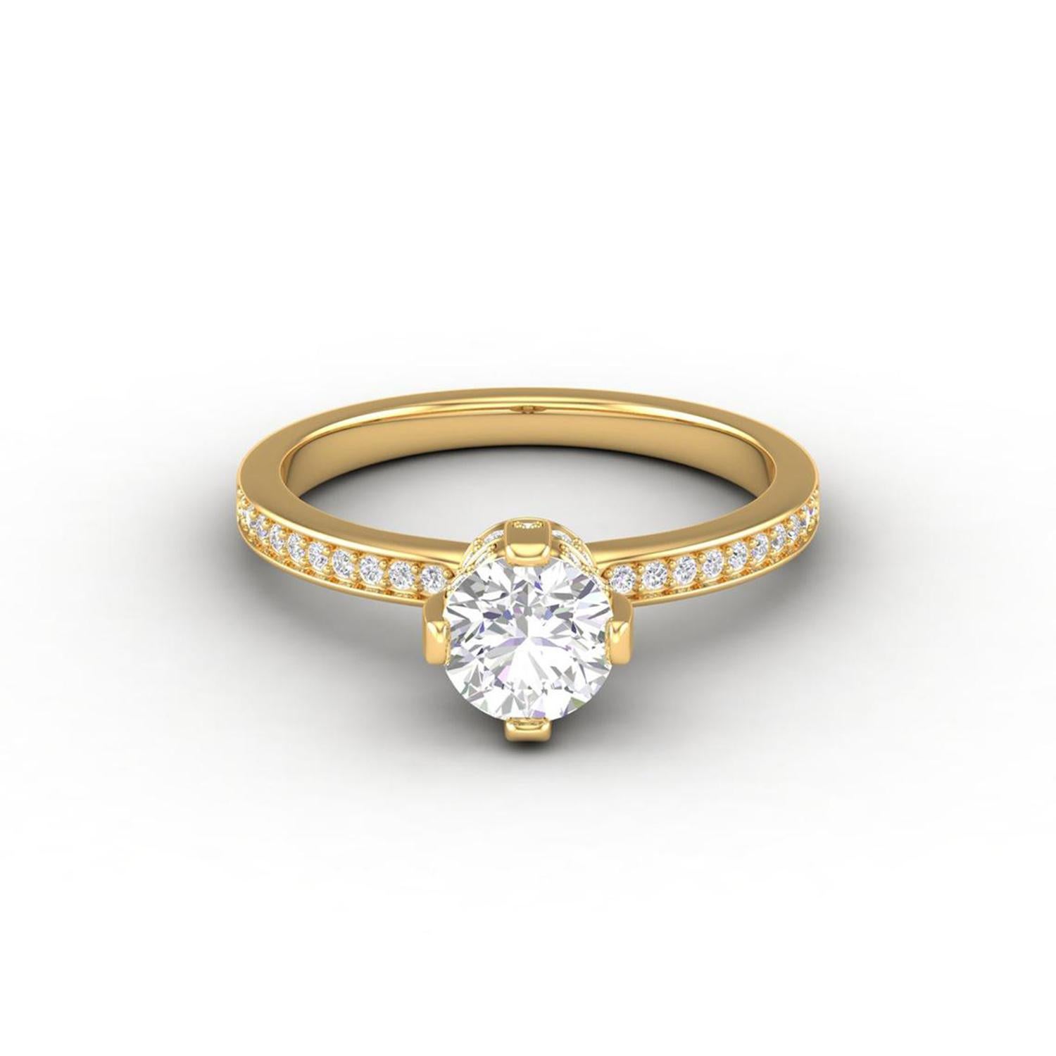14 K Gold Moissanite Ring / Moissanite Solitaire Ring / Engagement Ring for Her In New Condition For Sale In Jaipur, RJ