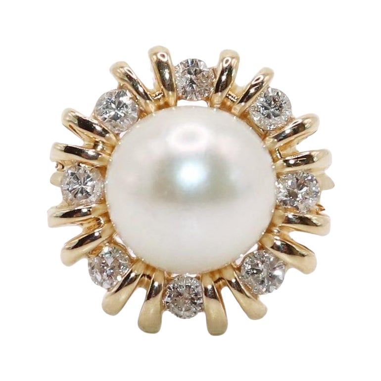 14 K Goldperlen-Diamant-Ring