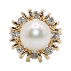 14 K Goldperlen-Diamant-Ring