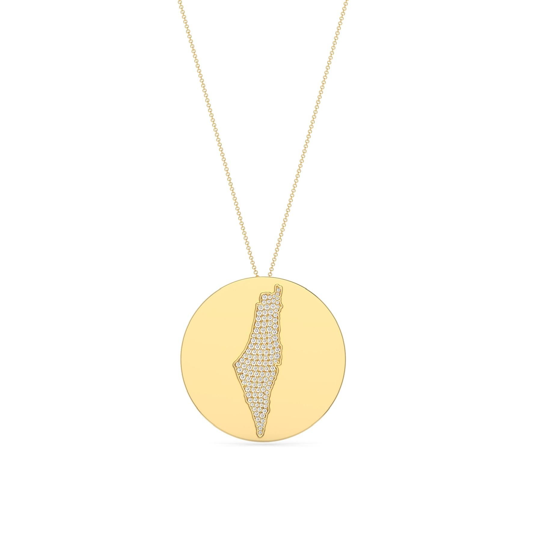 Modern Myla's Israel Map Diamond Necklace For Sale