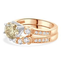 14 Karat Rose Gold Champagne Round Brilliant Cut Diamond Engagement Ring