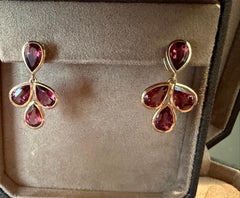 14 K rose gold drop Earrings Rhodolite Garnet
