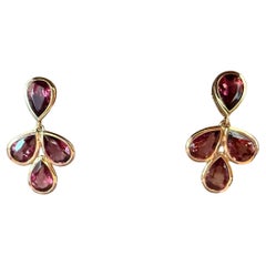 Orecchini a goccia in oro rosa 14 K Granato di Rodolite