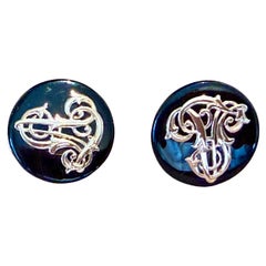 14 K rose Gold Vintage Onyx Cufflinks