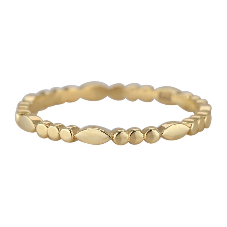14 K Massivgold Ringkette Gliederring mit rundem Punkt, moderner minimalistischer Ring ()