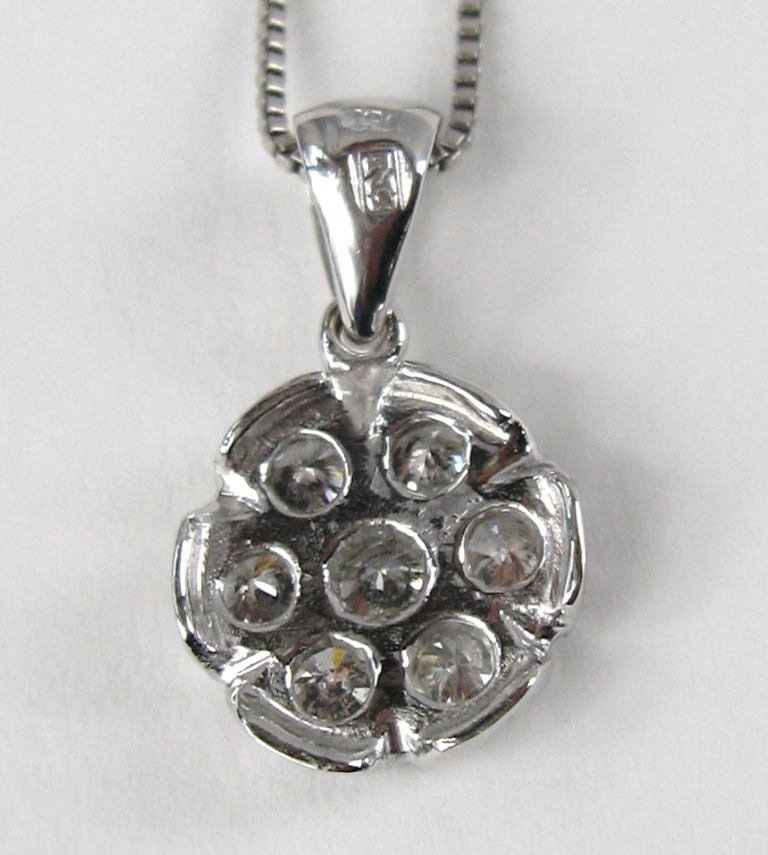 Women's 14 Karat White Gold Diamond Snowflake Pendant Necklace For Sale