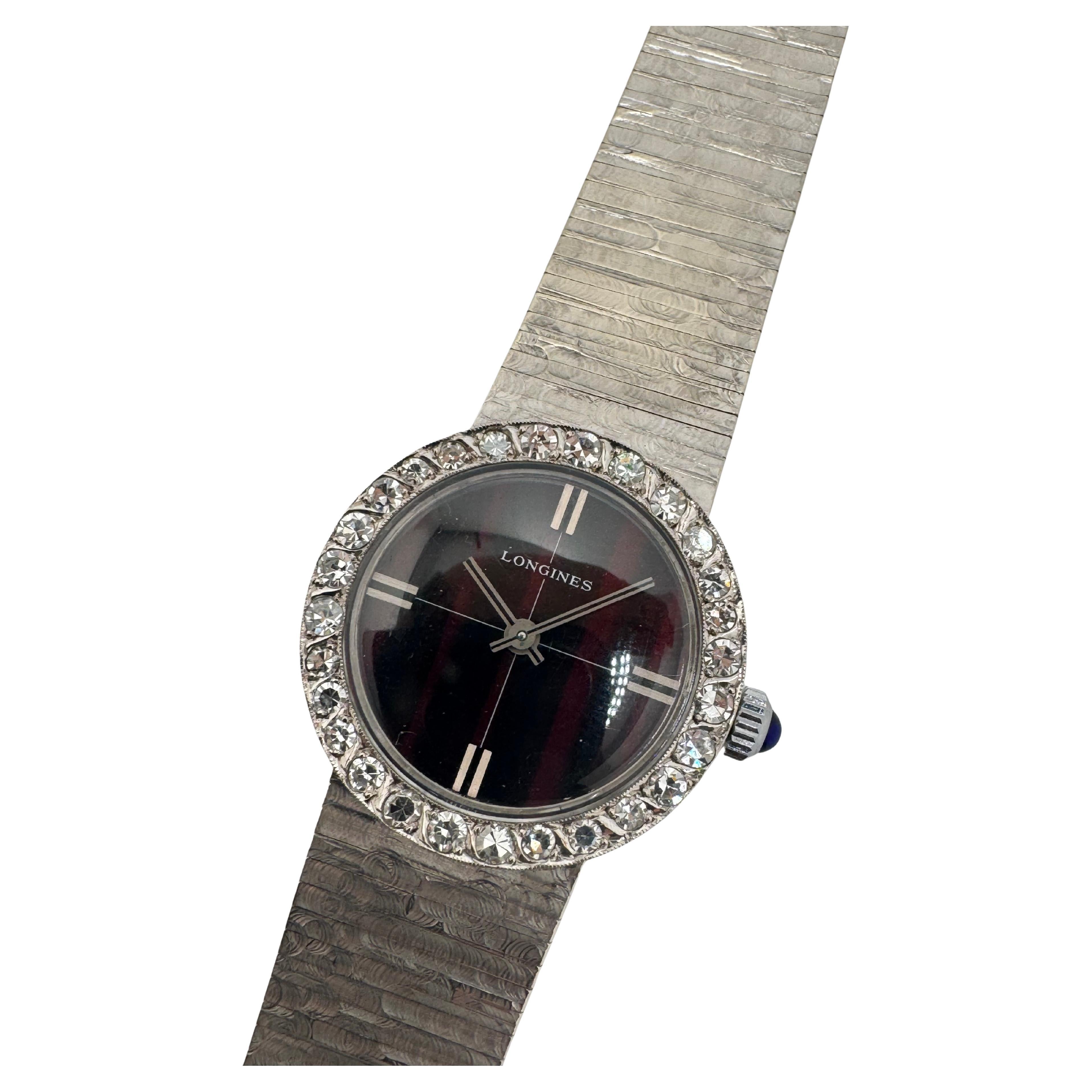 14 K White Gold Longines Women's Watch en vente