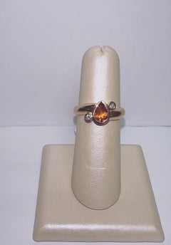 14 K yellow gold Citrine Ring with Diamond Accent