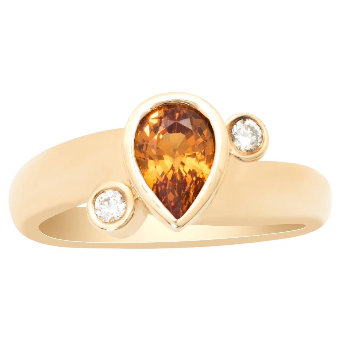 14 K yellow gold Citrine Ring with Diamond Accent