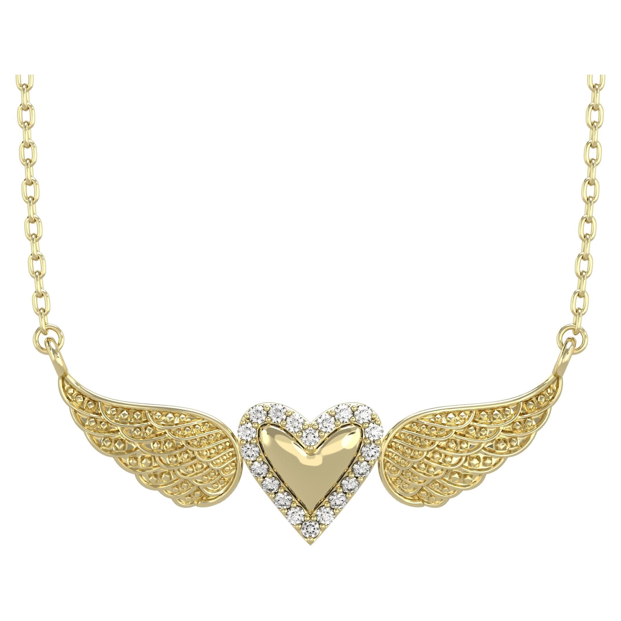 14 K Yellow Gold Joelle Heart Pendant Necklace with Diamonds