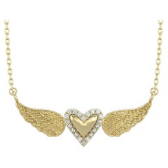 14 K Yellow Gold Joelle Heart Pendant Necklace with Diamonds