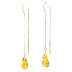 14 K Gelbgold Threader-Ohrringe mit Zitrinen