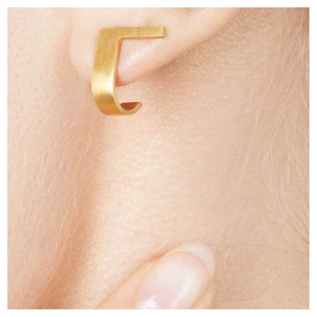 Artisan 18-Karak Gold Big Curve Earrings For Sale