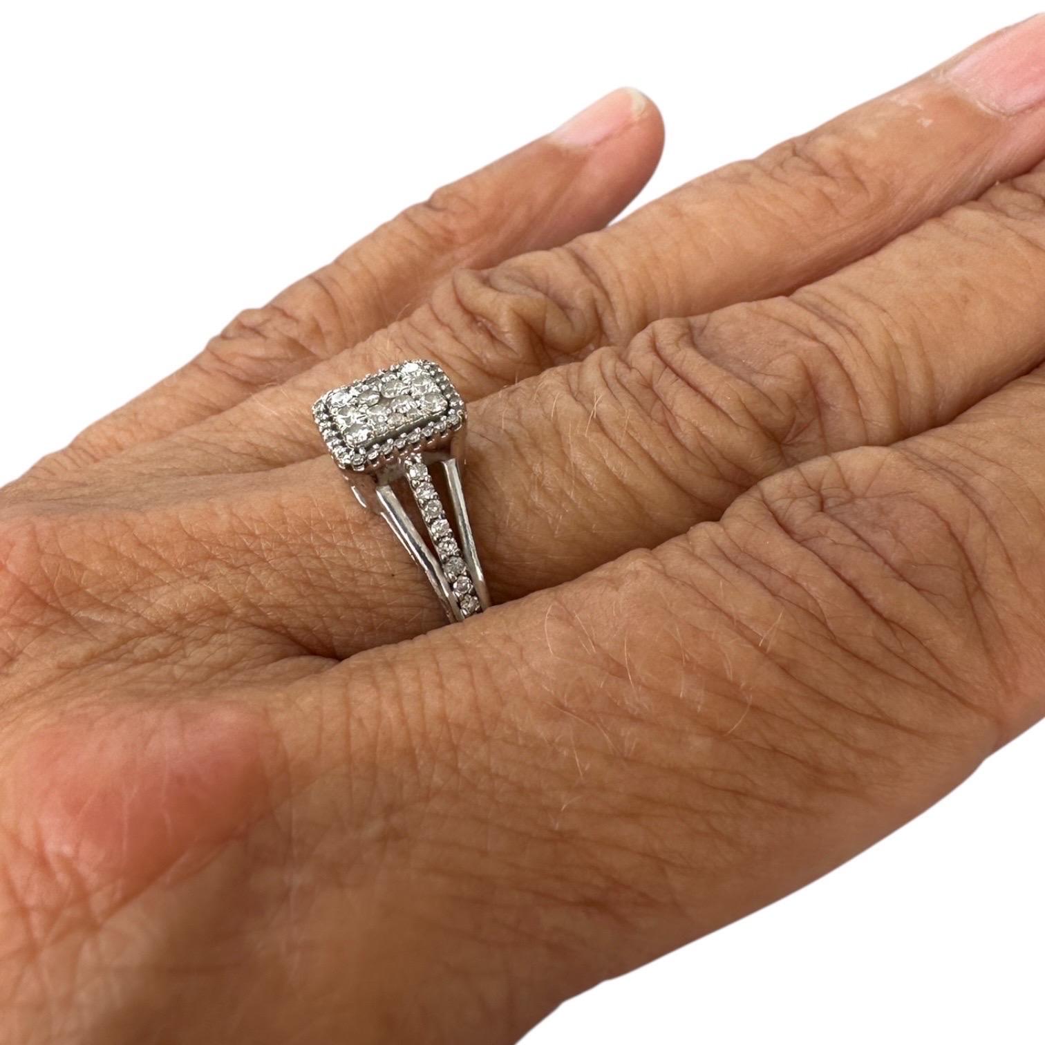 14 karat 1.00 carat diamond halo ring white gold im Angebot 7
