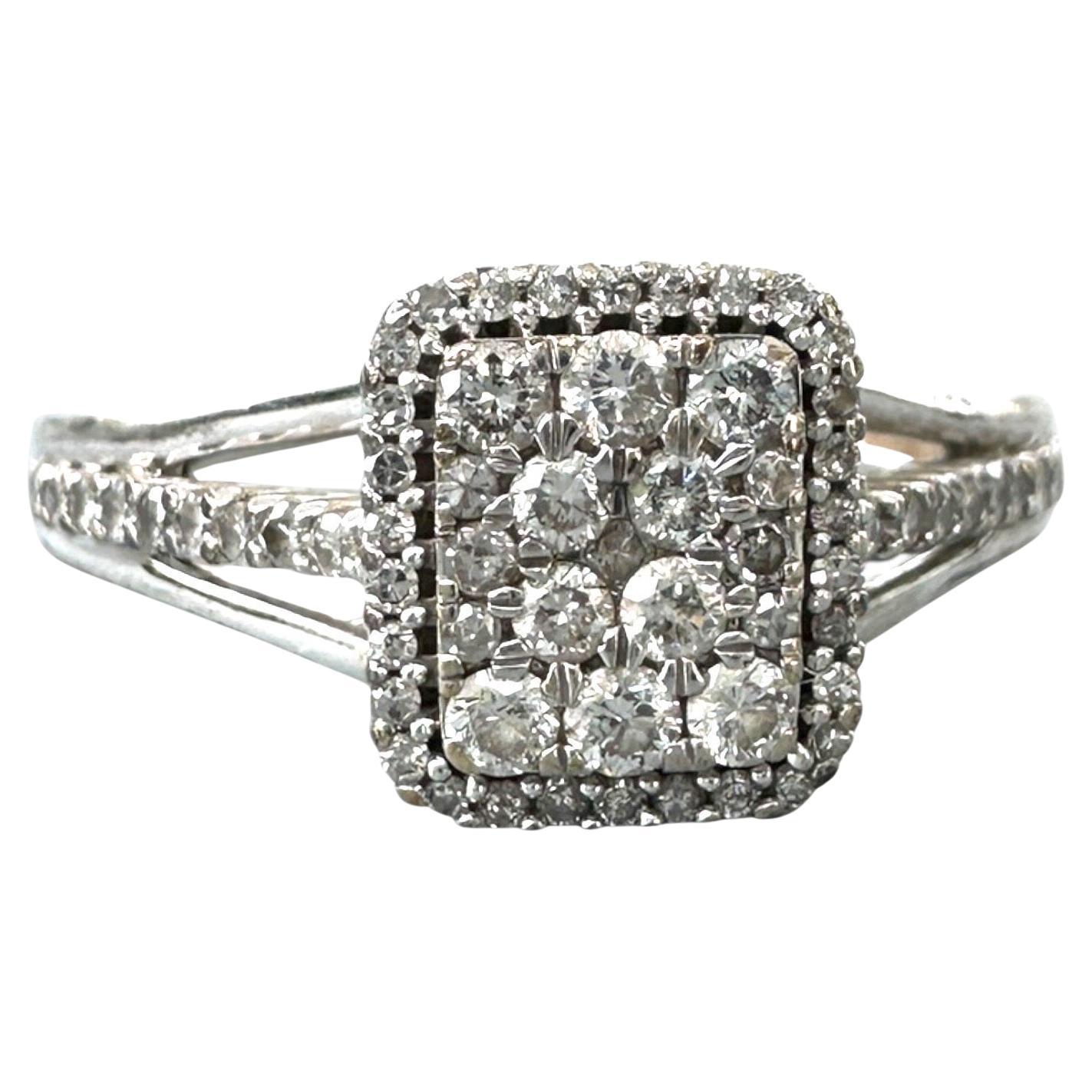 14 karat 1.00 carat diamond halo ring white gold im Angebot
