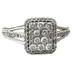 14 karat 1.00 carat diamond halo ring white gold