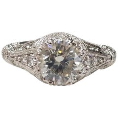 14 Karat white gold 1.62 Carat Diamond Art Deco Style Ring